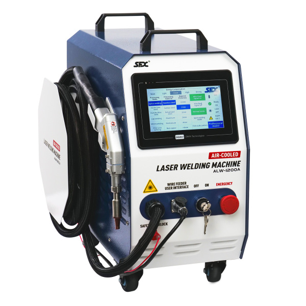 Soldadora láser de fibra portátil SFX ALW-1200A de 1200 W refrigerada por aire para metales finos y acero inoxidable.